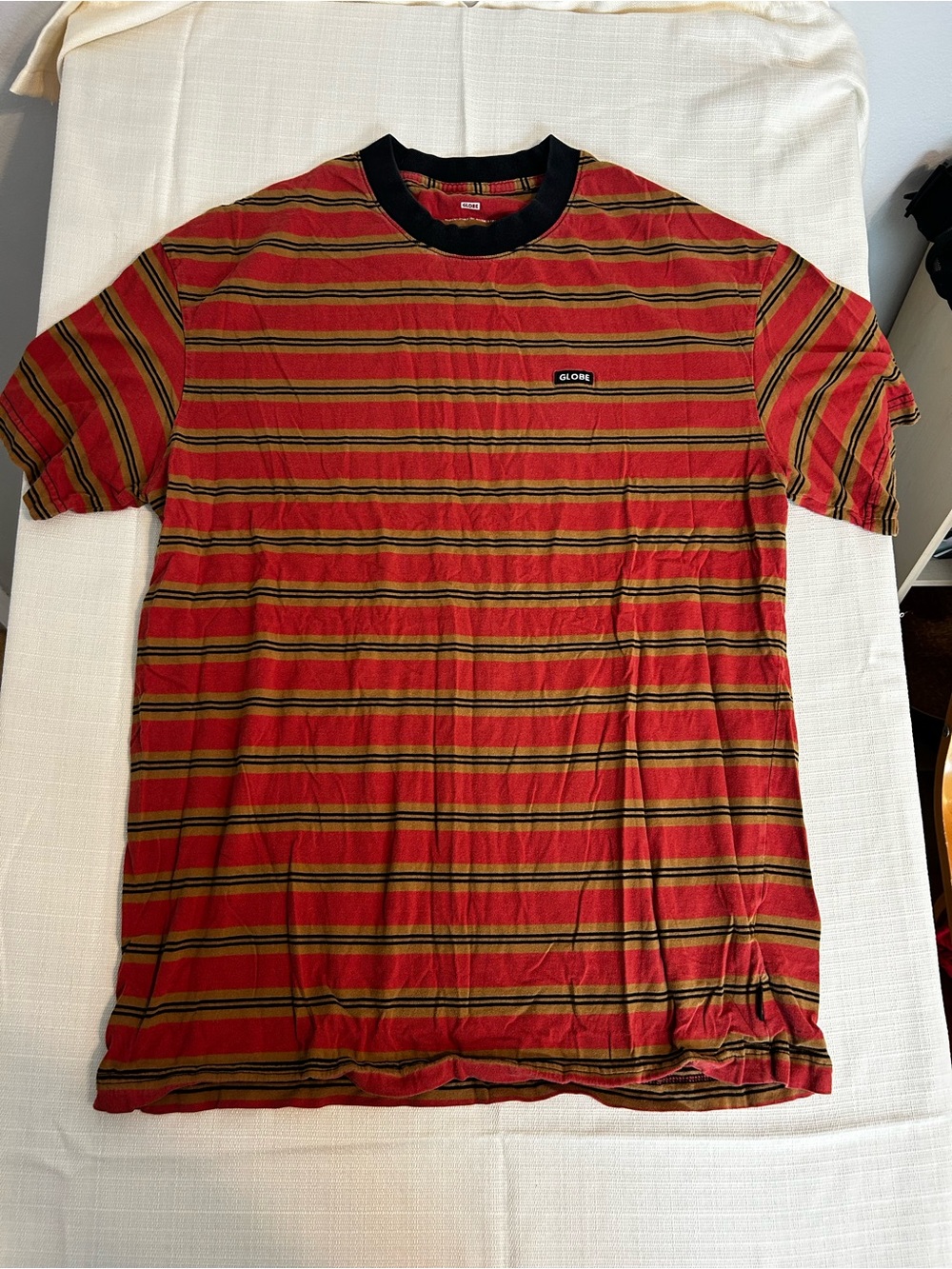 Globe Red and Olive Striped Crewneck T-Shirt